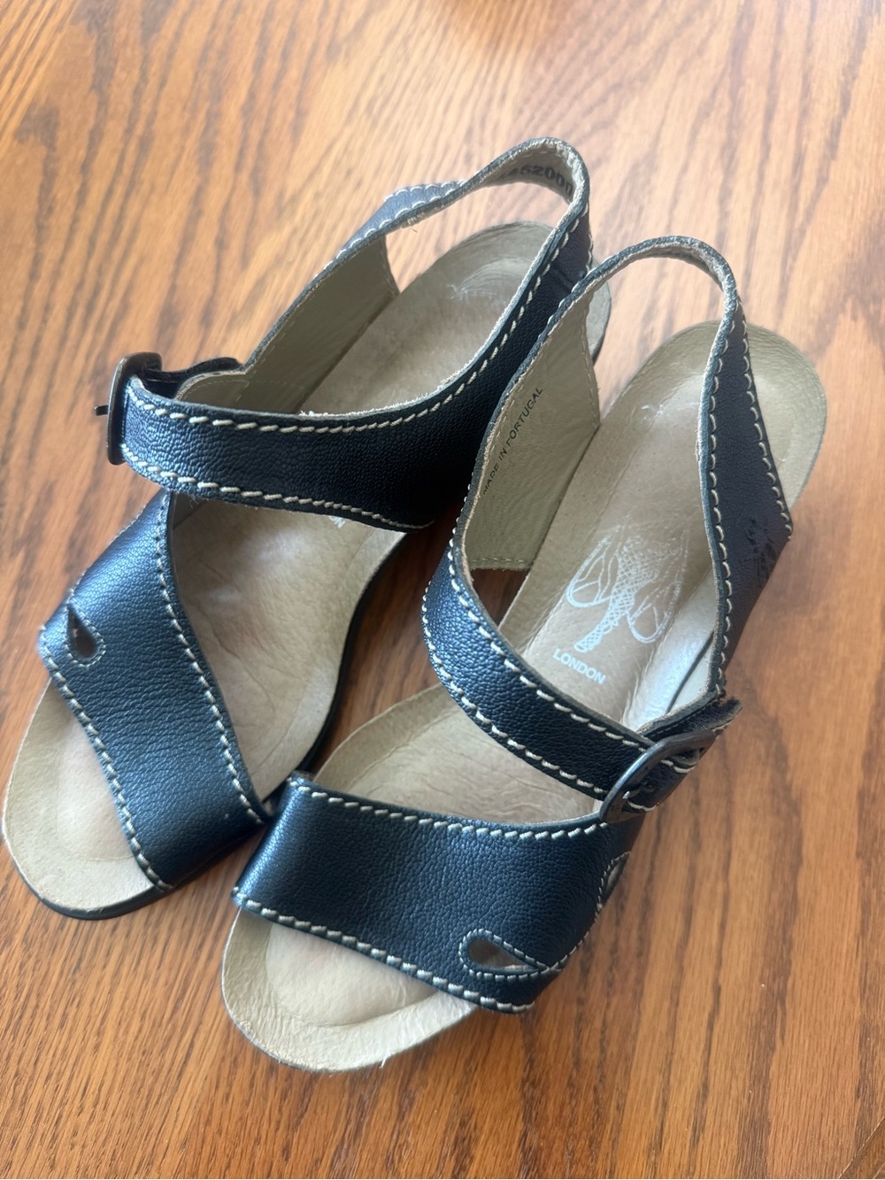 New Comfort Step Fly London Black Leather Slingback Sandals